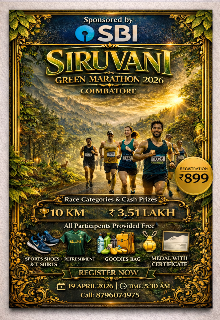 Siruvani Green Marathon 10 KM RUN